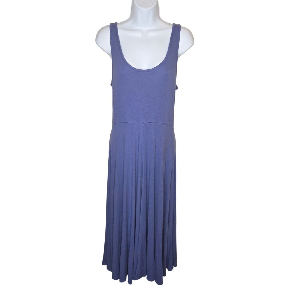 Marine Layer Lexi Rib Fit & Flare Tank Midi Dress Periwinkle Blue Large EUC